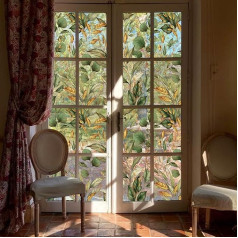 ChicSkin Opaque Window Film, Colourful Green Golden Leaves, Window Film, Privacy Screen, Rainbow Film, Window Decoration, Suitable for Living Room and Bedroom, 53 x 300 cm