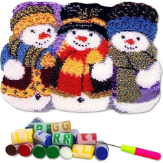 Latch Hook Rug for Knotting Yourself, DIY Christmas Latch Hook Rug Kits, Cross Stitch Rug, Christmas Snowman Latch Hook Rug Kits, 52 x 38 cm