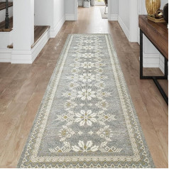 Hallway Rug Runner, 66 x 213 cm, Kitchen Runner, Washable, Non-Slip, Easy to Clean, Long Carpet Runner for Bedroom, Kitchen, Living Room, Grey