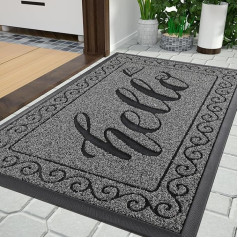 Yimobra Outdoor Doormat Washable Door Mat Outdoor Weatherproof & Non-Slip Dirt Trapper Mat for Entrance, Hallway, Garden, 92 x 61 cm, Black Grey