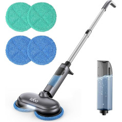 iDOO Wireless Electric Mop Floor Mop, Battery Mop, Electric Polishing Machine with Spray Function, 350 ml Water Tank, LED Lighting, Double Rotation Mop Without Force, Grey