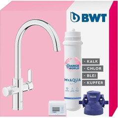 BWT AQA Drink Pure 2.0 Water Filter Filters Limescale, Chlorine & Heavy Metals - Under-Sink Drinking Water Filter System Including Tap and Cartridge 