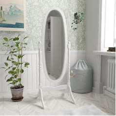 Home Discount Nishano Cheval Mirror Free Standing Full Length Floor Standing Dressing Mirror Adjustable Bedroom Furniture Wooden, White