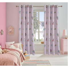 Curtain for Children's Room Girls Boys – 140 x 245 cm Pink Unicorn Eyelets (1 Piece), Blackout Curtain, Children's Curtain, Opaque