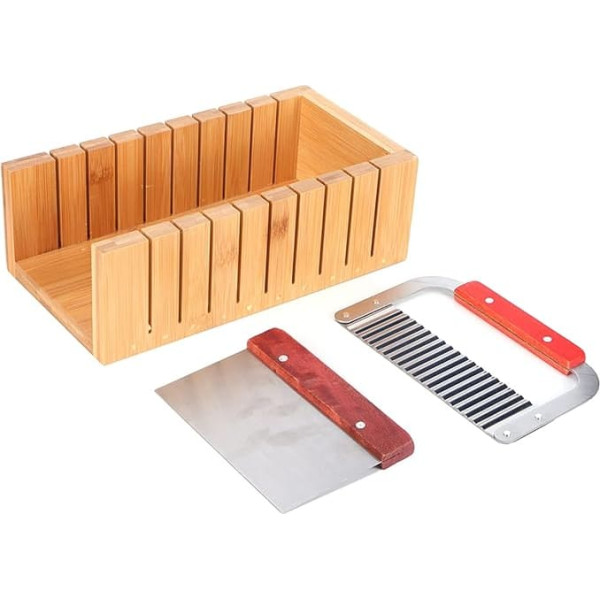 Soap Cutting Mould Wooden Soap Cutter Box DIY Soap Making Tool Set with Straight and Serrated Soap Cutter