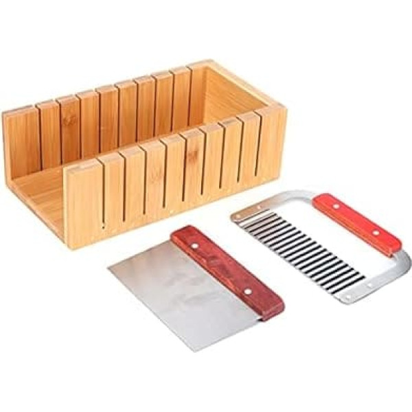 Soap Cutting Mould Wooden Soap Cutter Box DIY Soap Making Tool Set with Straight and Serrated Soap Cutter