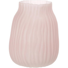 JAKY Global Large Modern Pink Glass Vase, H-21cm Tall Ribbed Vase for Flower Decoration, Perfect for Home, Office, Farmhouse, Table Decoration and Living Room, Glass Vases for Flowers (Pink, 21cm)