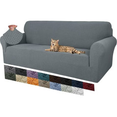 MAXIJIN Creative Jacquard Couch Covers for 3 Seater, Super Stretch Non-Slip Sofa Cover for Dogs, Pet-friendly 1-Piece Elastic Furniture Protector Sofa Covers (3 Seater, Light Grey)