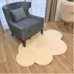 ZYFAB Baby Crawling Rugs for Kids Cloud Shape Indoor Outdoor Plush Soft Non-Slip Nursery Decor White 120x160cm