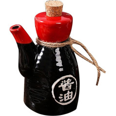 DOITOOL Soy Sauce Pot Japanese Style Vinegar Dispenser Olive Oil Pot Soy Sauce Pourer Liquid Spice Container Spice Bottle for Kitchen Restaurant Home Black