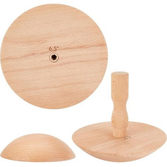 BENECREAT 3 Sets Wood Ceramic Pot Moulds, 114/140/165 mm Pottery Plate Press Tools with Handle for Homemade Bowls, Plates, Slump Press Mould