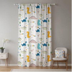 ggaimwf Dinosaur Curtains for Children's Room, Green Dino Eggs, Cute Cartoon, Jurassic Wildlife Window Curtains with Loop, Children's Room, Hanging Room Divider, Interior Curtain, 135 x 175 cm, 1