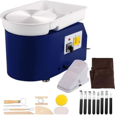 VEVOR Pottery Wheel 350W Ceramic Wheel Machine 220V Electric Pottery Wheel 28cm Turntable Foot Pedal Adjustment 60dB Turntable Pottery Artwork DIY Crafts 300rpm Blue 30.3kg