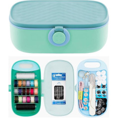 FKOG Nähset, 135-teilig, für Familienreisen, Nähzubehör, Reparaturset, Nähgarn, Zubehör, DIY, Nähzubehör, Organizer (Cyangrün)