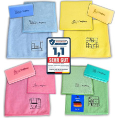 Hygiene XXL 12-Piece Cleaning Set - Microfibre Cloths & Cleaning Sponges & Sponge Cloths with Pictogram Achieve a Perfect Streak-Free / Scratch-Free Cleaning Result