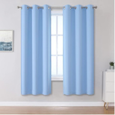 DUALIFE Light Sky Blue Curtains for Bedroom, 63 Inch Length, 2 Panel Sets - Thermal Insulated Room Darkening Curtains with Grommets for Nursery (42 x 63 Inch, 2 Panels)