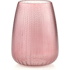 AmeliaHome Vase 18.5 x 24 cm Decorative Glass Table Vase, Sevilla Powder Pink