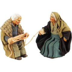 Pair of Row cm 10 (3.93 Inch) - Napoletan Terracotta Nativity Scene Dressed