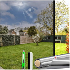 HONLONE UV Film Window 90 x 200 cm Mirror Film Window Privacy Film Window Film Privacy Screen Static Window Film Privacy Film Film for Windows One Side Opaque Heat Protection Film Silver