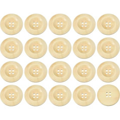 sourcing map 50pcs 30mm 4 Holes Round Wooden Buttons Sewing Craft Clothes Natural Wood