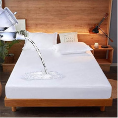 Waterproof Mattress Protector King Size Mattress Topper Soft Noiseless Washable Breathable 30cm Deep (150x200cm)