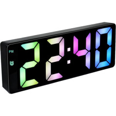 Digital Alarm Clock, Colorful Alarm Clock, Bedside Table, USB/Battery Operated Desk Clock with LED Screen, Temperature Display, Adjustable Brightness, Voice Control, 12/24 Hour Display for Home