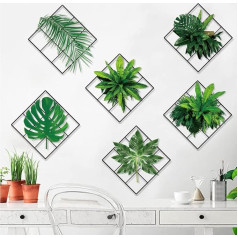 Magic 3D Green Plants Wall Stickers for Living Room Bedroom Kitchen Vinyl Removable Vivid Green Leaves Plants Wall Stickers for Decorations 6 Pack (31 x 31 cm)