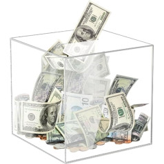 Transparent Acrylic Money Box Transparent Piggy Bank for Adults and Kids 12x12x12cm Square Transparent Piggy Bank Open Piggy Bank for Adults Kids