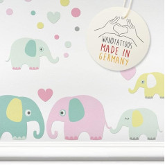 LOVELY LABEL Wall Sticker for Children's Room, Made in Germany, Baby Room Decoration, Design Wall Sticker Girls and Boys, Elephants, Colourful