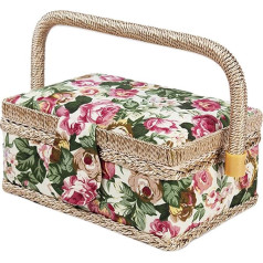 Large Sewing Basket, Extra Large Sewing Basket, Vintage Flora Sewing Back Set for Nuting Rooms, Handmade Sewing Basket Organiser for Needles, Thread