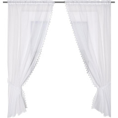 FASHION FOR HOME Home Fashion 046/394 0105 125X0075 CM Ruffled Curtains Batiste Fabric, White, 125 x 75 cm