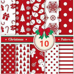 Pack of 10 Cotton Fabric with Christmas Pattern, Fabric Packs, Patchwork Fabrics Cotton for Sewing, Cotton Fabric Patchwork Fabric Package for Quilting, DIY, Crafts, Crafts (50 x 50 cm)