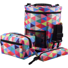 Katech Wool Storage Bag Colourful, 3 Knitting Bag Storage, Wool Bag Crochet, Embroidery Set Knitting, Suitable for Carrying Knitting/Crochet Wool and Pockets for Accessories, coloured, Casual
