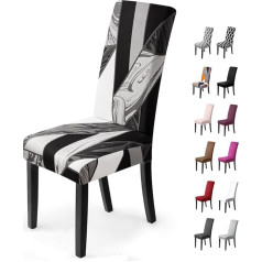 Chair Covers, Stretch Chair Covers, Universal Dining Room Chairs, Chair Covers, Decorative Chair Cover, Removable Protective Cover for Wedding Parties, Banquets, Hotel (Pack of 6, Black