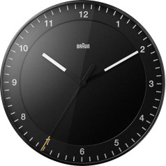 Braun BC17B Classic Large Analogue Wall Clock with Quiet Movement, Easy to Read Dial, 30 cm Diameter in Black