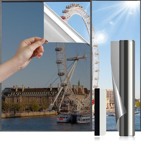 Antrect Window Film Privacy Film for Glass Windows, 80 x 200 cm, Anti-Glare Reflective Window Film, Disposable Window Mirror Film, Heat Regulation, Tint Film, Home, UV Blocking