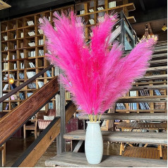 Pampas Grass Decoration Warm Pink Fake Tall Artificial Pampas Grass 8 Pieces 110 cm Large Artificial Pampas Flowers Fluffy Long Fake Feather Flowers for Wedding Arrangements Boho Living Room