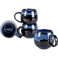 UNICASA Porcelain Coffee Mugs, Set of 4 Cups with Handles, 530 ml Each, Porcelain Cups for Tea, Coffee, Milk, Cappuccino, Blue