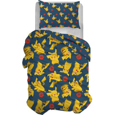Pokemon Single Duvet Cover Set, Cotton, 100% Cotton, 155 x 200 cm, Pillowcase 50 x 80 cm, Official Product, No Fitted Sheet