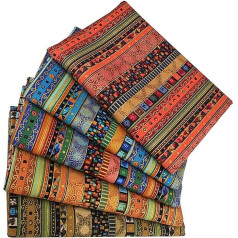 5 Pieces Ethnic Pattern Cotton and Linen Printed Fabric Fat Quarters Cotton Bundle Fabric African Print Fabric (50×40cm)