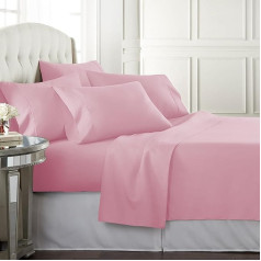 Danjor Linens California King Bettlaken-Set, 6-teilig, mit 4 Kissenbezügen, tiefe Taschen, atmungsaktiv, weich, knitterfrei, maschinenwaschbar, Rosa, Cal King Bettlaken, 6-teilig