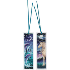 Vervaco Bookmark Cross Stitch Set Dolphin and Unicorn Set of 2 Counted Pattern