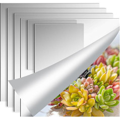6 Pieces Mirror Wall Stickers, HD Mirror, Without Glass, 4 Pieces, 30 x 30 cm, Self Adhesive, 2 Pieces, 15 x 15 cm, Large Wall Mirrors, Frameless, for Cabinets Living Room (30 x 30 cm)