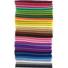 flic-flac 36pcs 1.4mm Soft Felt Fabric Sheet Assorted Color Felt Pack DIY Craft Sewing Squares Nonwoven Patchwork (20 x 20 cm)