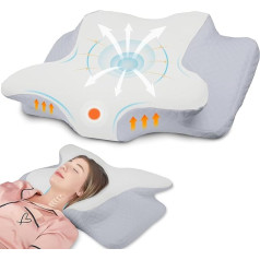 Memory Foam Pillow, Ergonomic Neck Pillow, Memory Foam Pillow for Sides, Back and Stomach Sleepers to Improve Sleep Quality, 60 x 41 x 13/11 cm
