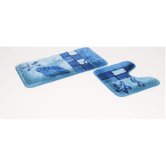 Goodway Hamburg 2-Piece Bath Mat Set, Bath Mat, Blue with Cut-Out