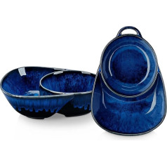 vancasso Snack Chip and Dip Bowls, Soup and Side Dish/Cracker Bowl Sets for Breakfast, Blue