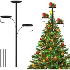 Christmas Tree Topper Holder Decoration, Metal Christmas Tree Shelf, Illuminated Christmas Tree Topper Holder Candle Holder in Winter, Candle Tree Topper Decoration, Candle Tree Topper