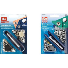 Prym Sewing Free Press Studs 15 mm Wood (Pack of 10) SB Card & Camping Products Sport and Camping 390201 Sewing Free Press Stud Sport & Camping Brass 15 mm Silver-Coloured Metal