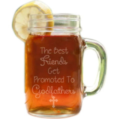 The Best Friends Get Promo to Godfathers Etched Glass Mason Jar Mugs with Handle Baby Announcement Christening Baptism Will You Be Godparents Godmom Ask Godmother by Vicious Vinyl Shack